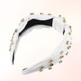 thumbnail image 6 of Rhinestone Retro Knotted Headband White 5.24"x1.22" Non-slip Wide Headband for Girl Women, 6 of 6