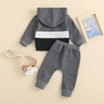 thumbnail image 4 of Gupgi Baby Boy Fall Clothes 3 6 9 12 18 Months 2T 3T Color Block Hoodie Sweatshirts Pants 2Pcs Set, 4 of 9