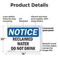 thumbnail image 2 of (2 Pack) Reclaimed Water Do Not Drink OSHA Notice Sign 14 Inch X 10 Inch Plastic Sign, Weather Resistant, UV Protected for Workplace, Business, and Construction Site, Made in the USA, 2 of 8