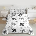 thumbnail image 2 of jejeloiu Kawaii Bow Ribbon Full Size Comforter Sets,Gray Bowtie Leopard Print Bedding Sets For Girls Teens Reversible 3pcs, 2 of 8