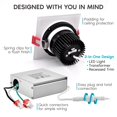 thumbnail image 5 of Luxrite Adjustable Square Gimbal LED Recessed Lights, 5 Color Selectable, Dimmable, Wet Rated, ETL Listed, 5 of 7