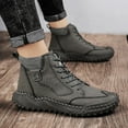 thumbnail image 3 of IUJSOY Chelsea Boots for Men Stylish Comfort Leather Chukka Ankle Boots High Top Boots Gray 9.5, 3 of 6