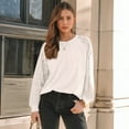 thumbnail image 2 of SUNBS Blouses for Women Lace Tops Crewneck Casual Fashion Pleated Long Sleeve Shirts, 2 of 7