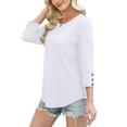 thumbnail image 4 of Blusa blanca OFEEFAN de manga 3/4 talla grande 2XL, 4 of 5