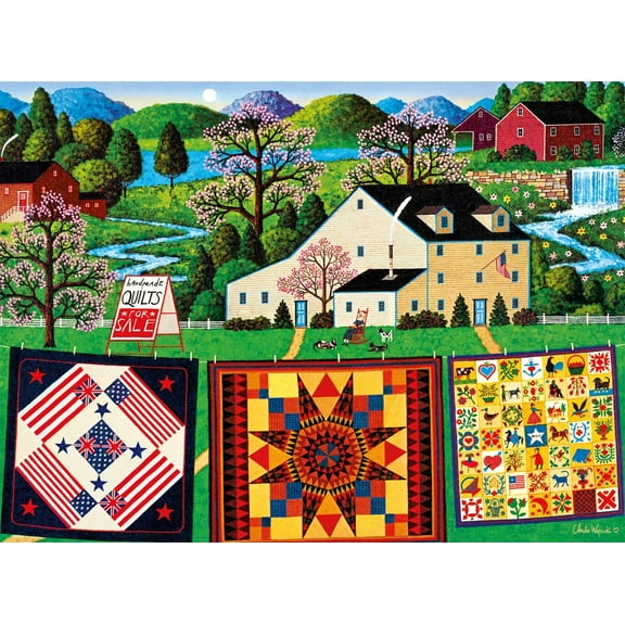 500 Piece Jigsaw Puzzle - Charles Wysocki - The Quiltmaker Lady - 500 Piece Jigsaw Puzzle, Green
