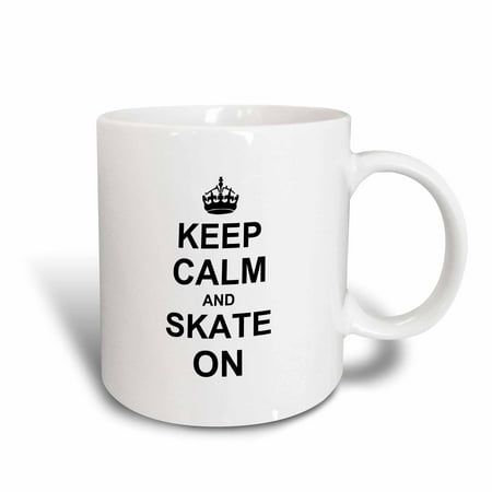 3dRose Keep Calm and Skate on - carry on skating - funny skateboarding ice skater or roller skating gifts, Ceramic Mug, (Best Gifts For Skaters)