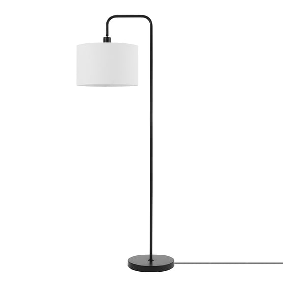Globe Electric Barden 58" Matte Black Floor Lamp with White Linen Shade, 67065