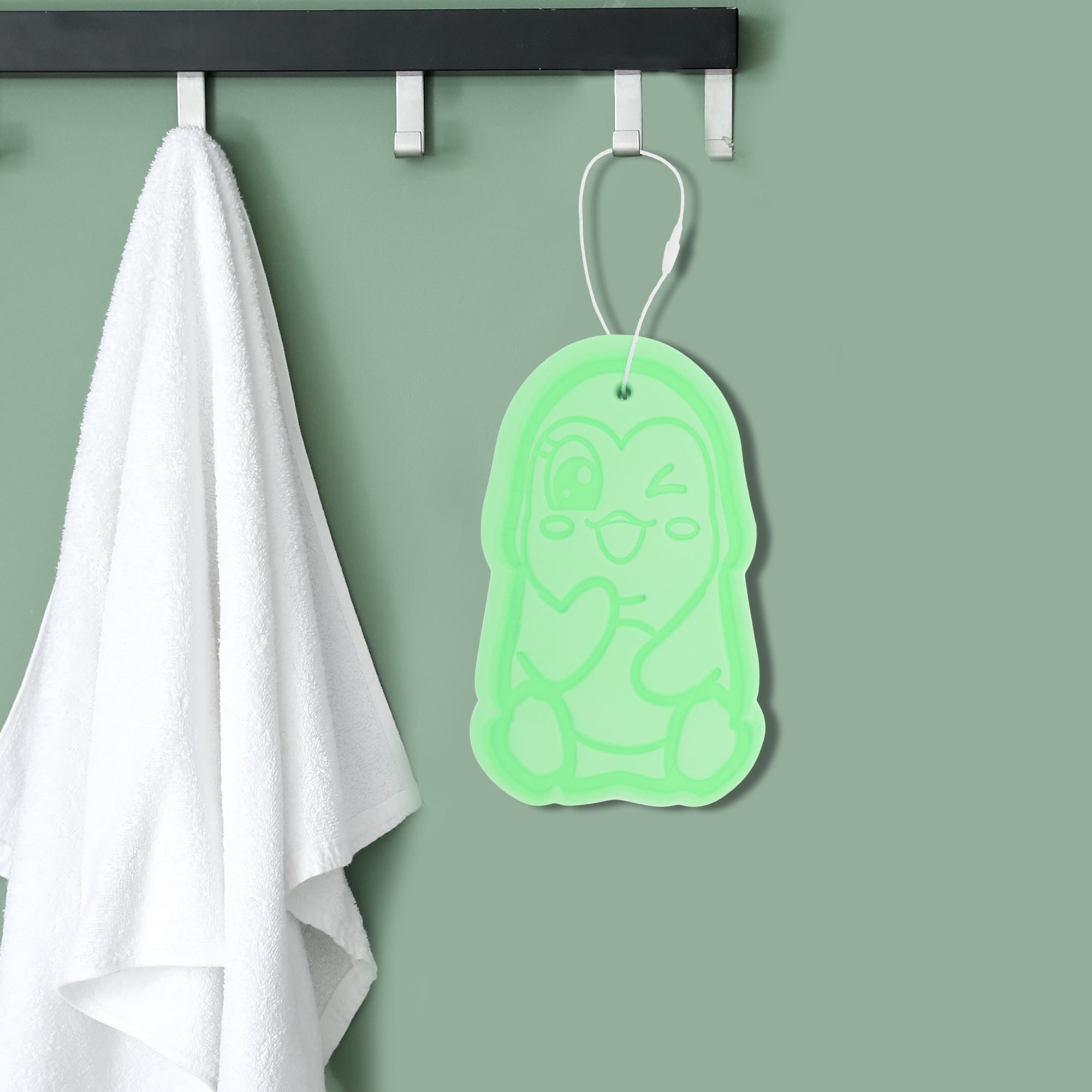 Unique Bargains Cute Penguins Pattern Bath Sponge Body Scrubber 1 Pc Cyan