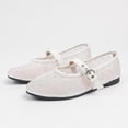 thumbnail image 4 of Gpaecead Women's Rhinestone Mesh Breathable Flats Closed Toe Thin Strap Buckle Versatile Glam Summer Shoes, White, 4 of 6