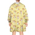 thumbnail image 2 of Wearable Blanket Hoodie,Corgi and Bone Yellow Pattern Oversized Sherpa Blanket Hoodie with Super Pockets,Super Warm Fuzzy Pullover for Women & Men, 2 of 6