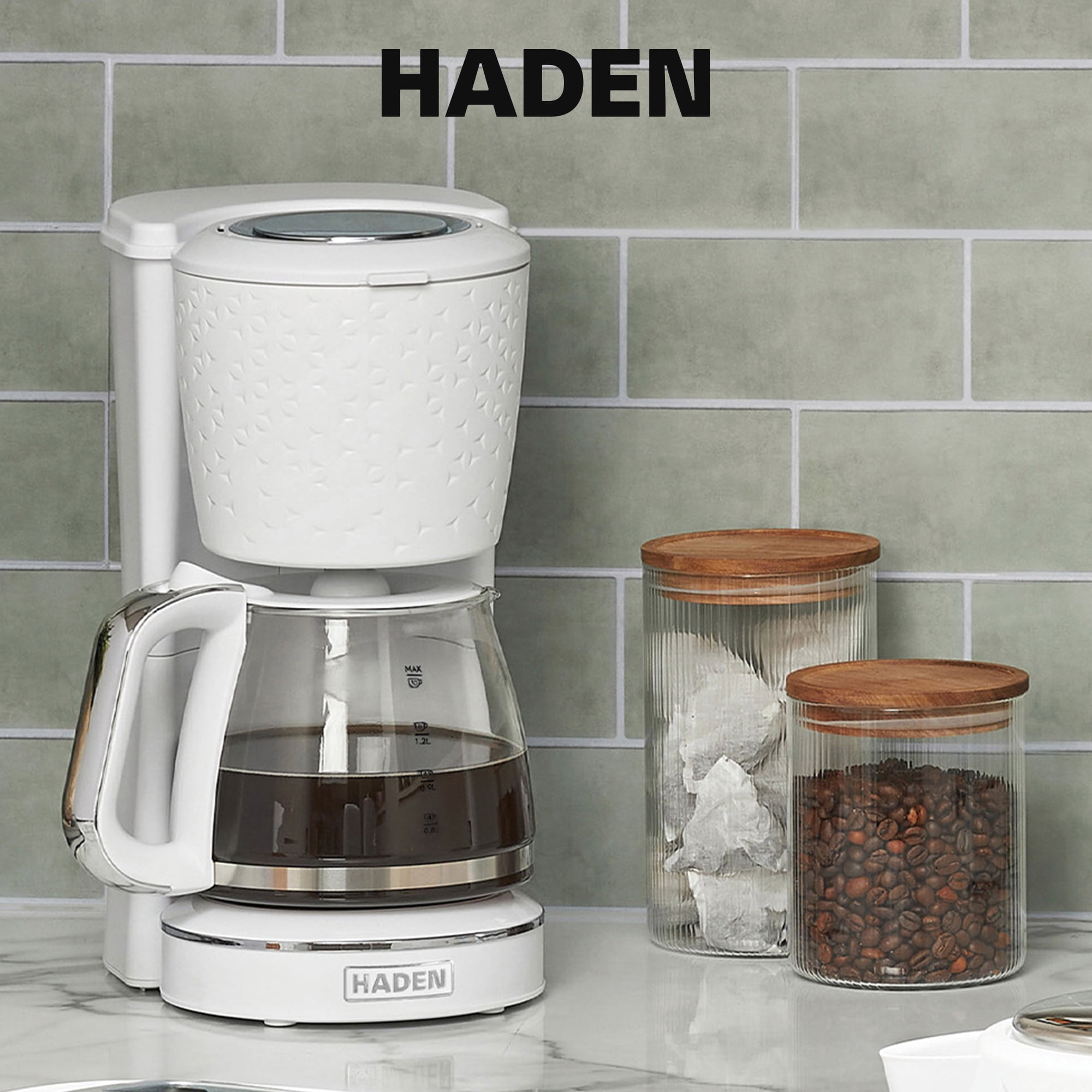 Haden Starbeck Coffee Machine, 10 Cup Auto Coffee Maker, White & Chrome
