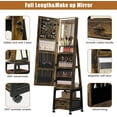 thumbnail image 6 of 360° Swivel Jewelry Cabinet with LED Lights,Inside Makeup Mirror,Rotatable Full Length Mirror with Jewelry Storage,Lockable Standing Jewelry Armoire Organizer with Drawer and Wheels (Brown), 6 of 8