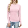 thumbnail image 6 of Women's Spring Ribbed Knit Sweater Long Sleeve Crewneck Shirts Slim Fitted Casual Basic Tee Tops Fashion Clothes Pink S, 6 of 7