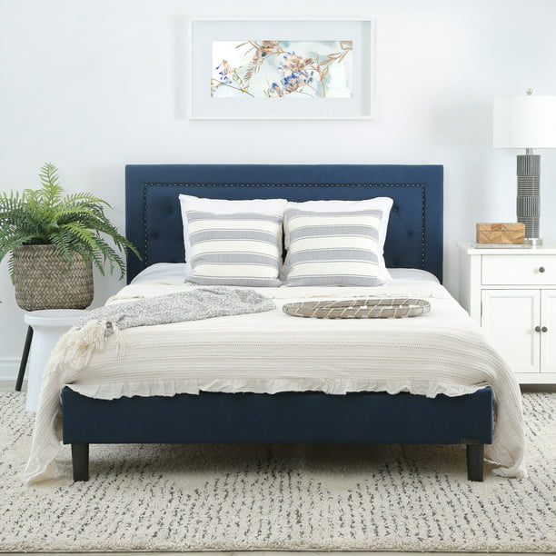Devon & Claire Kelly Navy Blue Tufted Upholstered Bed, Queen - Walmart