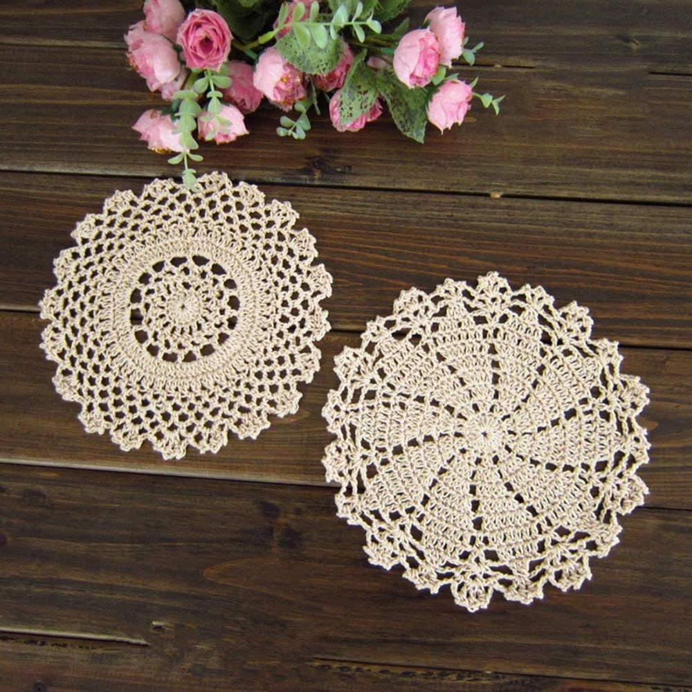 Pretty 3D Flower Hand Crochet Cotton Doily Table Topper Placemat  B 