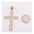 thumbnail image 4 of Diamond-Cut Nugget Textured Cross Unisex Adult Pendant 10K Yellow White Gold, 4.30 Gr – Goldum NYC, 4 of 6