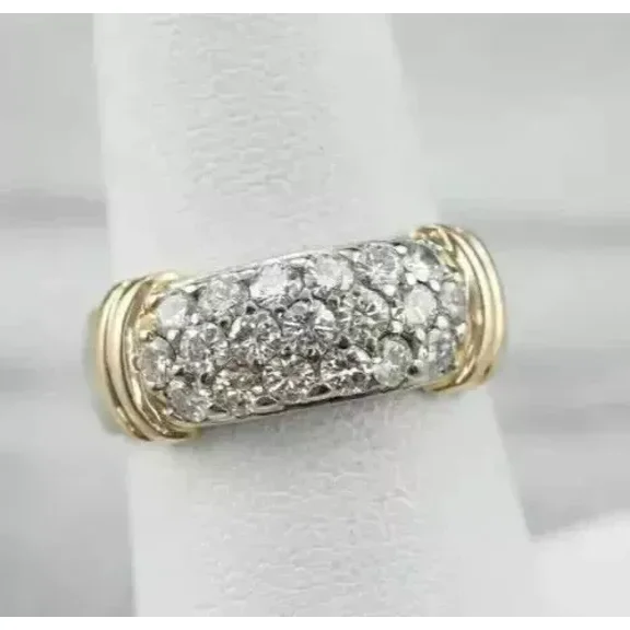 1.80CT Round Cut White Moissanite Wedding Band Ring 14K Yellow Gold Plated