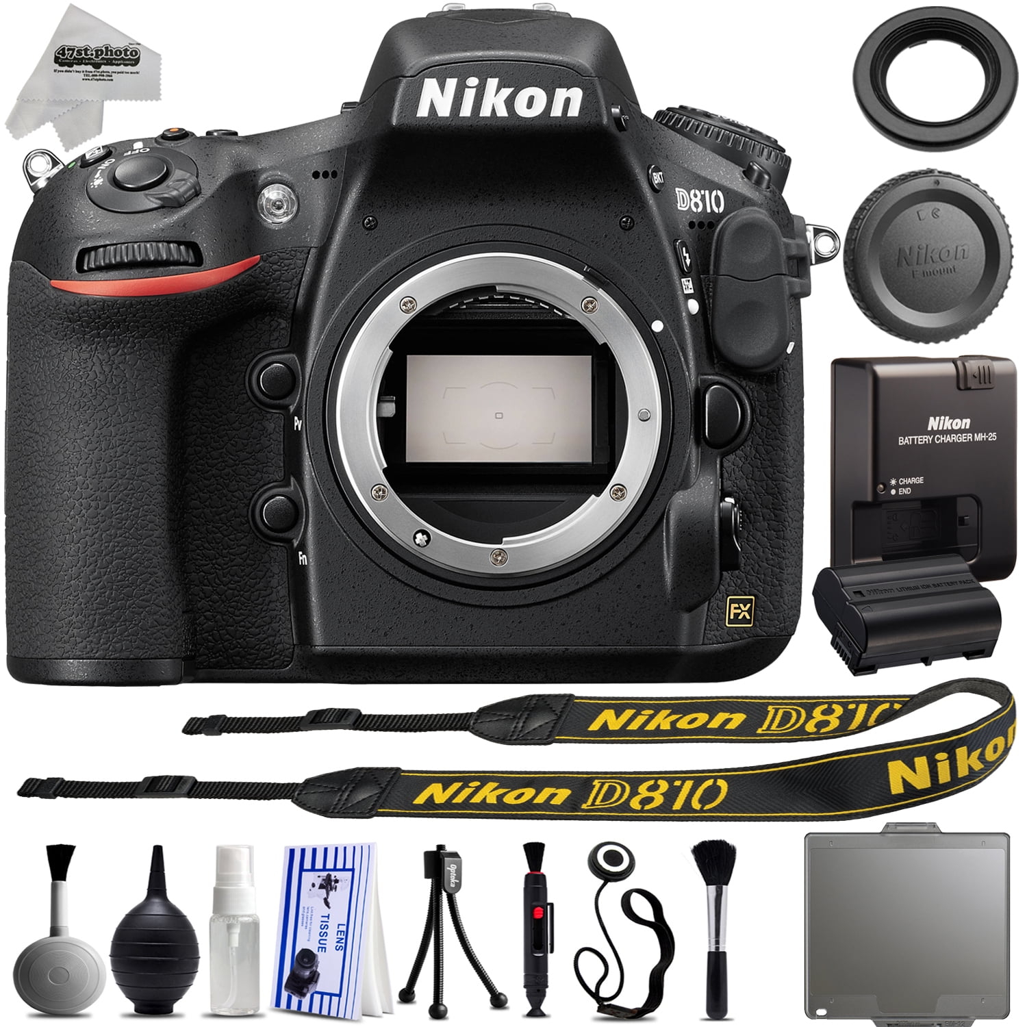 Nikon D810 36.3MP DSLR Full Frame Camera + Built in Flash + 1080P + 3.2 LCD  + Built in Flash + Wi-Fi & GPS Ready Kit