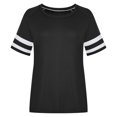 thumbnail image 3 of Chandail à Manches Longues Femme Hauts Grande Taille pour Femmes Été T-Shirts à Col Rond T-Shirts Raglan à Blocs de Couleur T-Shirt à Col en V Femme T-Shirts Grande Taille pour Femmes Hauts d'Été Grande Taille pour Femmes, 3 of 7