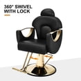 thumbnail image 5 of All Purpose Heavy Duty Reclining Hydraulic Barber Chair Hair Styling Beauty Salon Spa 360°Swivel Equipment(Black & Gold), 5 of 18
