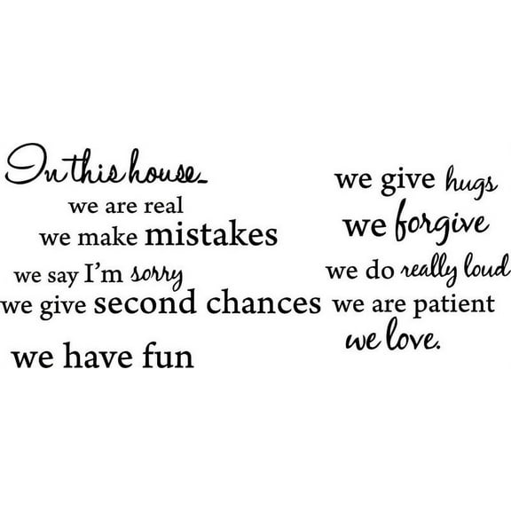 Glossy Black 27" x 30" In this house, We are Real... Vinyl Wall Art Home Decor Decal Sticker