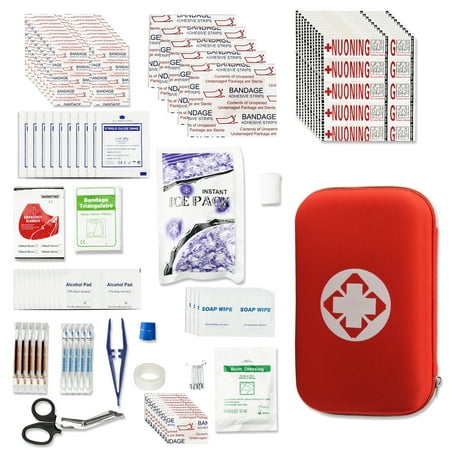 280 Piece Travel First Aid Kit Small Emergency Survival Kit Car Essentials First Aid Supplies for Businesses Home Sport Red YIDERBO