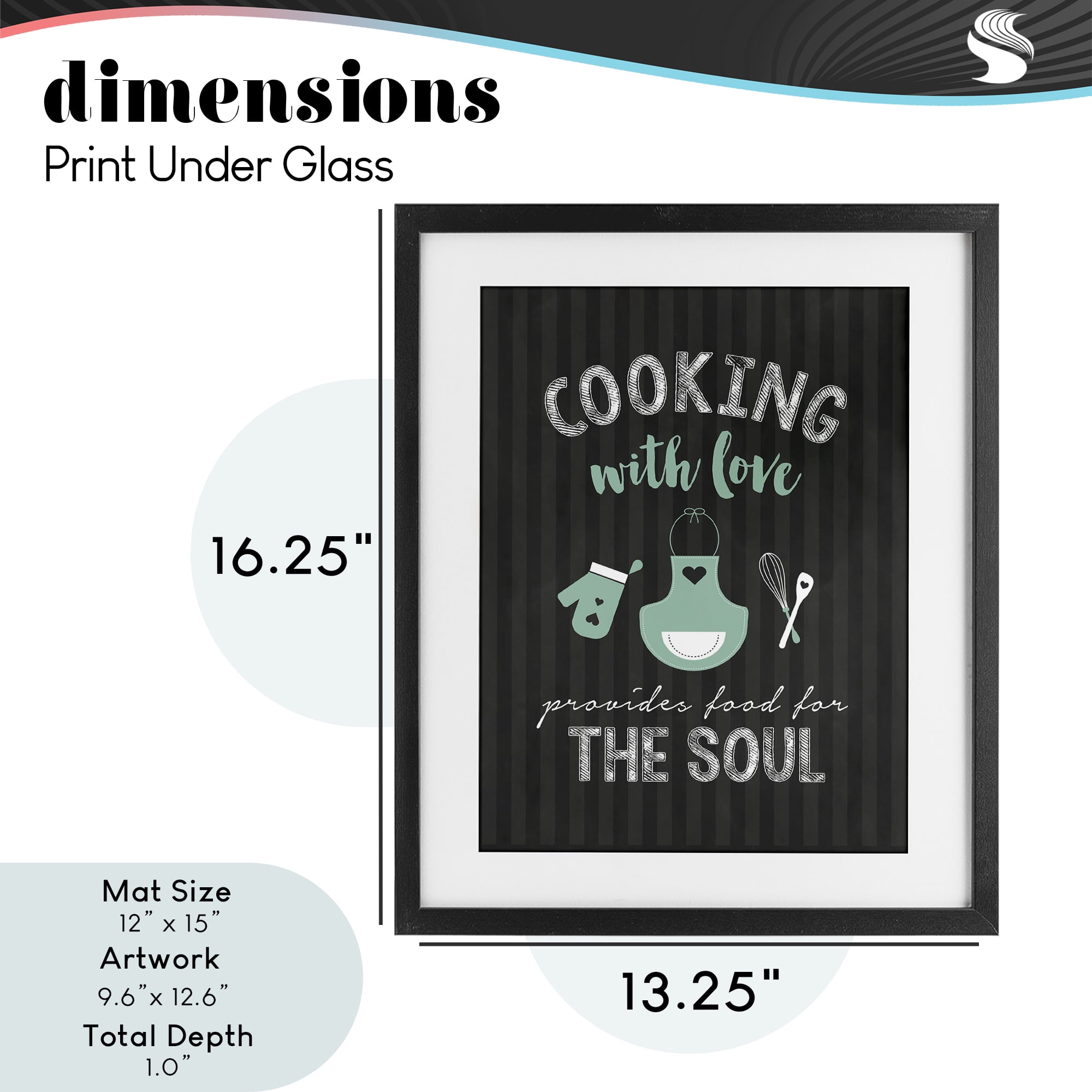 Food For Soul Black & Green Black Framed Print Under Glass, design by Lettered and Lined