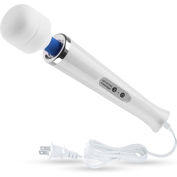 Wired Powerful Handheld Wand Massager Strong Personal Vibration Massage for Sports Recovery Back Muscle Aches Whole Body Pain (White)