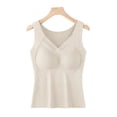 thumbnail image 2 of Siminsem Women's Built-in Bra Tank Top Padded Camisole Wireless Vest Top with Removable Cups Base Layer Sleeveless Cami Bra Alternative for Daily Wear, Beige,L, 2 of 6