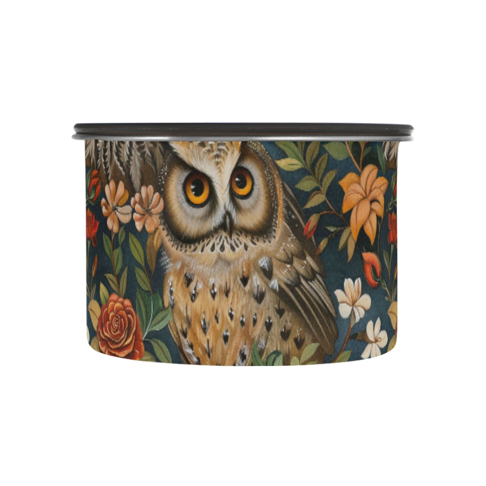 Owl Rose Flower Airtight Coffee Bean Canister 30oz Food Storage Containers with Lids For Gournd, Tea, Sugar, Flour, Rice, Cereal, Candy Cookie Jar