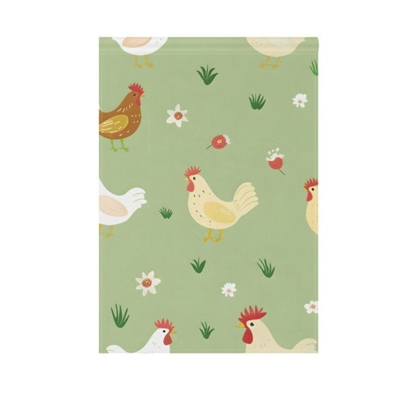 Cute Chicken with Flower Garden Flag 12"x18" Double-Sided Yard Flags for Outside Outdoor All Seasonal Decoration