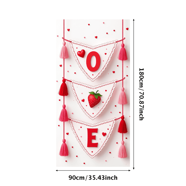 Love Strawberry Heart Banner Triangle Flags Tassel Garland Backdrop Party Decorations Background Wedding Event Decors Photography Props