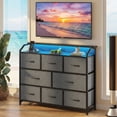 thumbnail image 3 of CONCETTA LED TV Stand Dresser, Fits TVs up to 45 Inches, LED Lights & Power Outlet, 8 Fabric Drawers Storage for Bedroom Living Room, Gray, 3 of 9