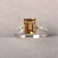 thumbnail image 1 of Natural Citrine Ring Rectangle Statement Ring Solitaire Wings Ring Sliver Personalized Ring, 1 of 1