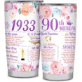 thumbnail image 1 of Regalos de 90 cumpleaños para mujeres Ideas de regalo de vaso de 90 cumpleaños Regalo de feliz cumpleaños de 90 años para mamá Abuela Decoraciones de 90 cumpleaños en 1933 Vaso de viaje de 20 oz, 1 of 6