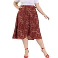 thumbnail image 1 of Unique Bargains Women's Plus Summer A Line Ruffled Hem Wrap Midi Skirt, 1 of 7