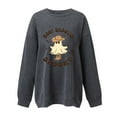 thumbnail image 2 of CLOISE Womens Halloween Sweatshirts Trendy Ghost Graphic Oversized Sweatshirts Fall Long Sleeve Round Neck Hoodies Shirts Soft Drop Shoulder Tees Halloween Gift Outfits Gray L Treat, 2 of 3