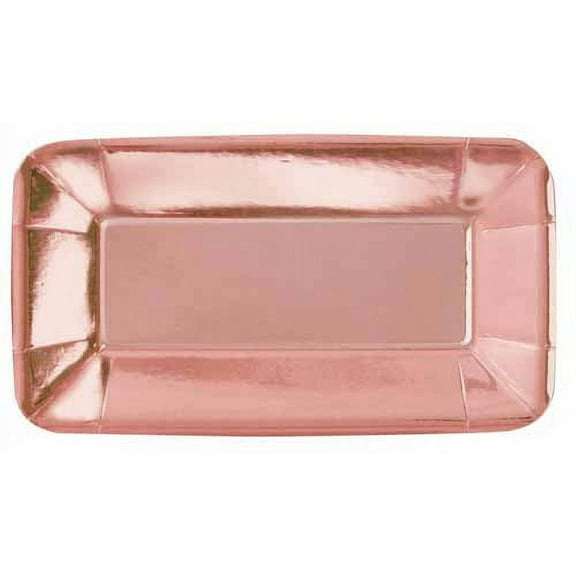 Various Rectangular Appetizer Plates, Rose Gold Shiny Metallic, 8ct