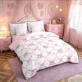 thumbnail image 2 of Manfei Pink Ballet Shoes Bow Print Bedding Comforter Set for Girls, Kawaii Ribbon Bows Full Bedding Set, Pink Reversible, 7 Pieces, 2 of 7
