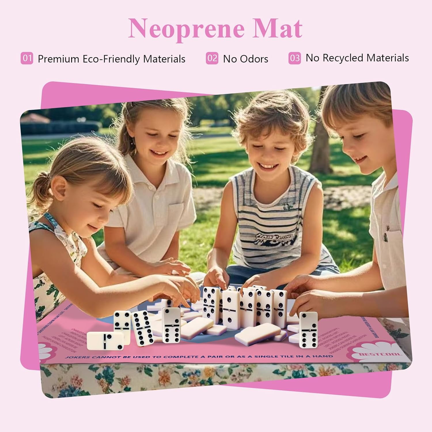 Mahjong Mat with Rules for Table, Odorless, Free of PAHs, No Creases American Mahjong Mat with Instructions, Anti-Slip, Noise Reduction Mahjong Gift