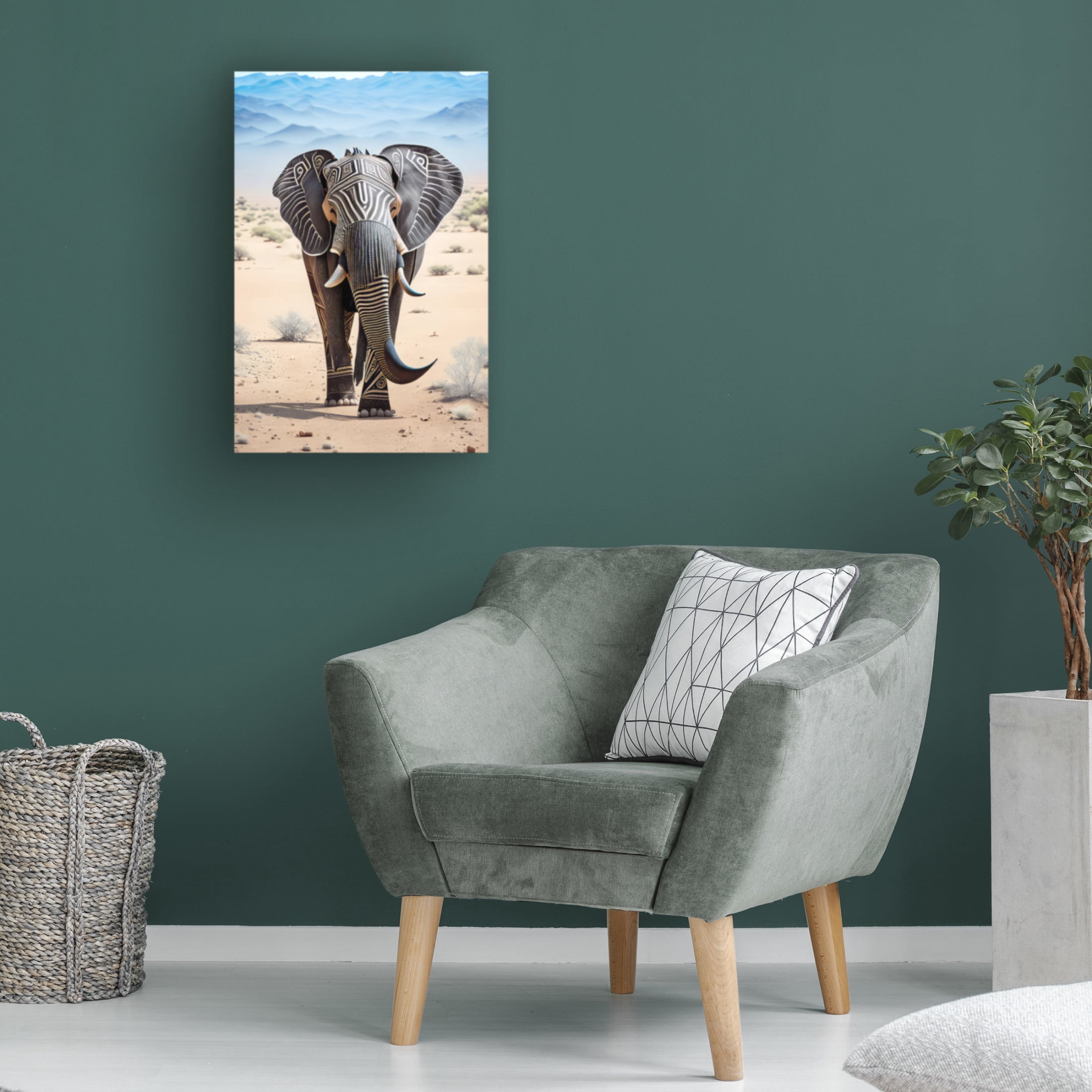 Canvas Wall Art - FootePrint Art 'African Elephant 2' Wall Art for Living Room, Bedroom, or Office Décor by Trademark Fine Art - 22 x 32 Inches