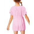 thumbnail image 3 of V-Neck Short Sleeve Girls Swimsuit Cover-Up Loose Lightweight Mini Dress, 3 of 3