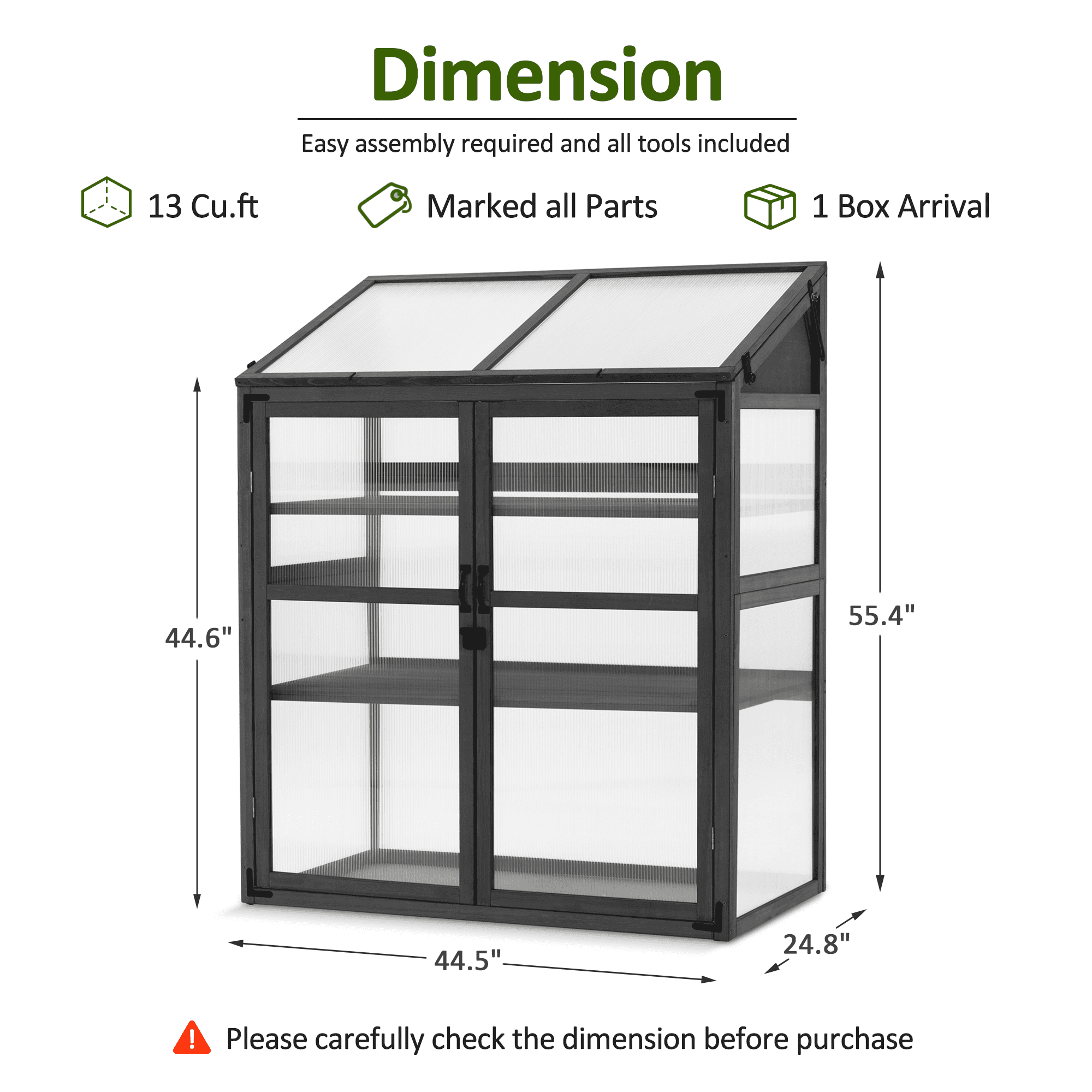 MCombo Cold Frame Large Wooden Greenhouse Cabinet Garden with Adjustable Shelves for Outdoor Indoor Use, 1344