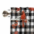 thumbnail image 5 of Christmas Cardinal Bird Kitchen Curtains and Valances Set, Winter Red Birds Black White Plaid Rod Pocket Window Valance Window Curtain Panels for Living Room Bedroom Laundry, 27.5x24in, 3 Pieces, 5 of 7