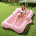 thumbnail image 1 of Tumbona inflable para adultos Pool Float MoKo con barra de hielo en forma de hoja rosa, 1 of 7