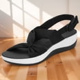 thumbnail image 4 of Sandalias Plataforma Baja Likrtyny con Lazo para Mujer Antideslizantes Playa Verano Negro 39, 4 of 9
