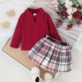 thumbnail image 5 of JAJAHO Toddler And Kids Girls Skirts Set Fall Outfit Long Sleeve Ribbed Top And Plaid Skirt 2 Piece Sets 1-5Y, 5 of 9