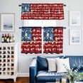thumbnail image 5 of Patriotic Theme Flowers Curtain Tier and Valance Set 3 Piece, Independence Day Flag 3-inch Rod Pocket Window Tier Curtains Valance for Kitchen Living Room, 5 of 9