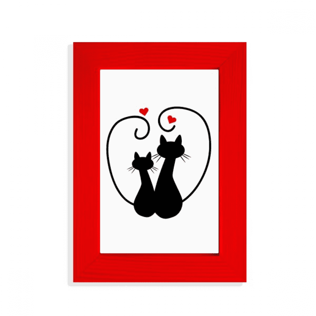 Chat Amoureux Sihouette Animal Valentine Tableau Affichage Art Cadre Photo Rouge