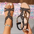 thumbnail image 3 of Rokment Women's Sparkling Rhinestones Wedge Heels Slingback Dressy Sandals Indian Bride Wedding Bling Elastic Ankle Strap Slip on Mid Heels Summer Dress Shoes Black Size 6, 3 of 8